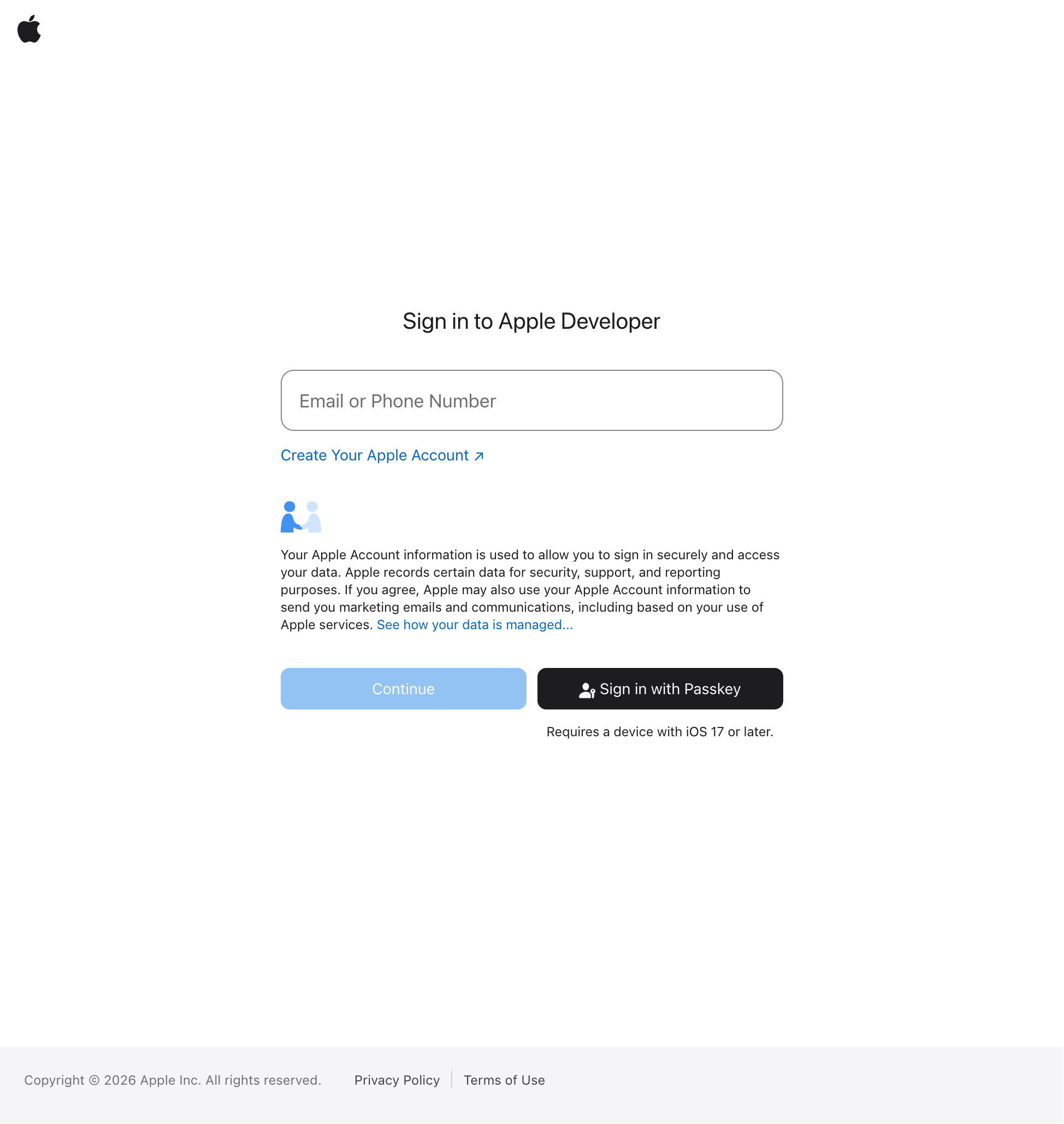 Apple Developer Account login